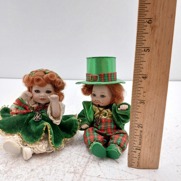 Marie Osmond St. Paddy & His Bonnie Lass Dolls W/ COA Porcelain Collectible Doll - Picture 8 of 9